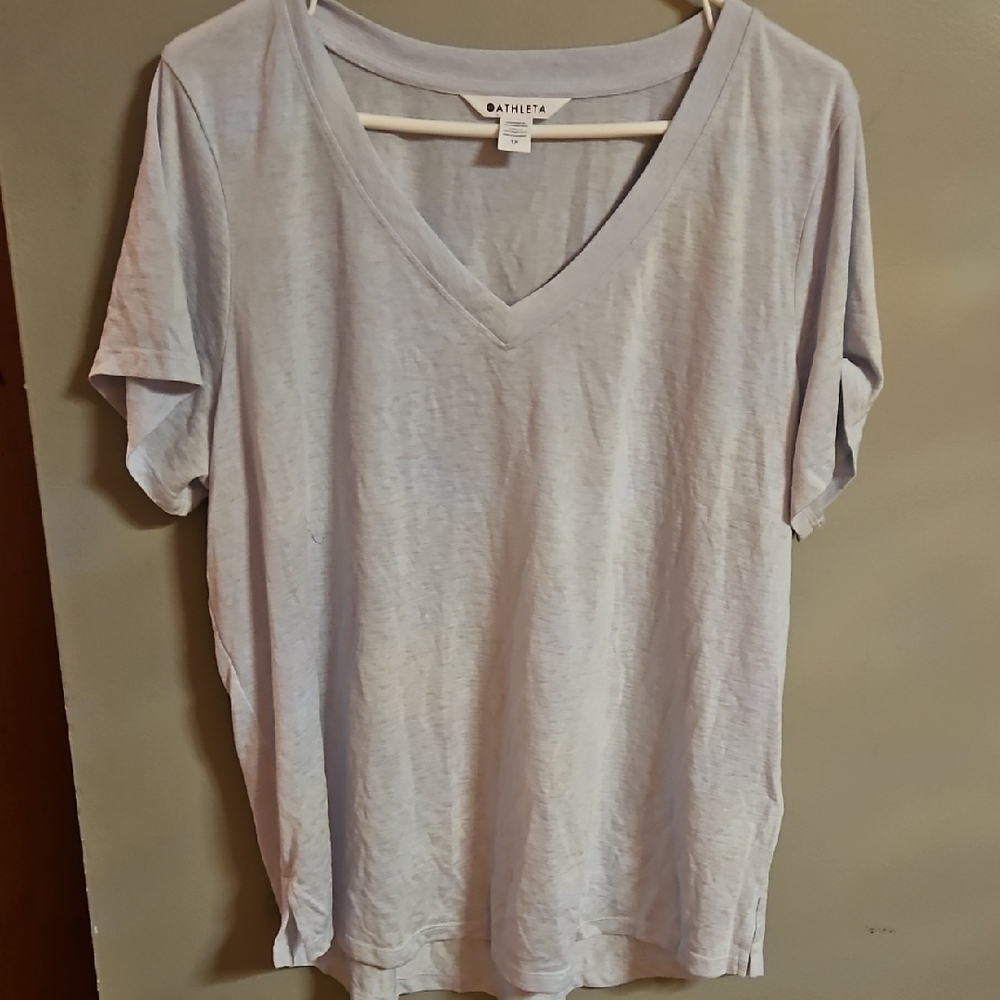 Athleta Light Blue Relaxed Short Sleeve T-Shirt - Picture 2 of 6